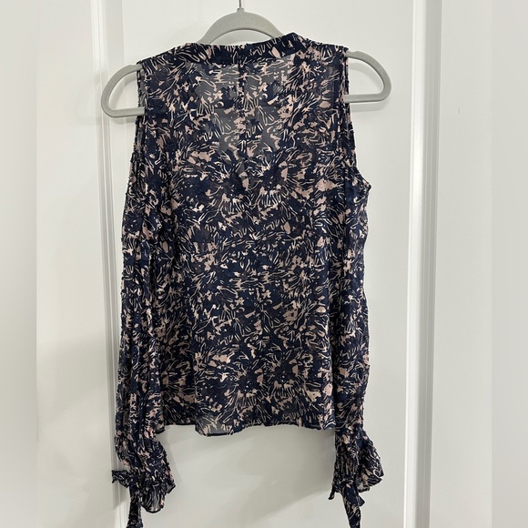Derek Lam 10 Crosby Silk Floral Print Blouse cold shoulder top size 0 - Picture 6 of 9